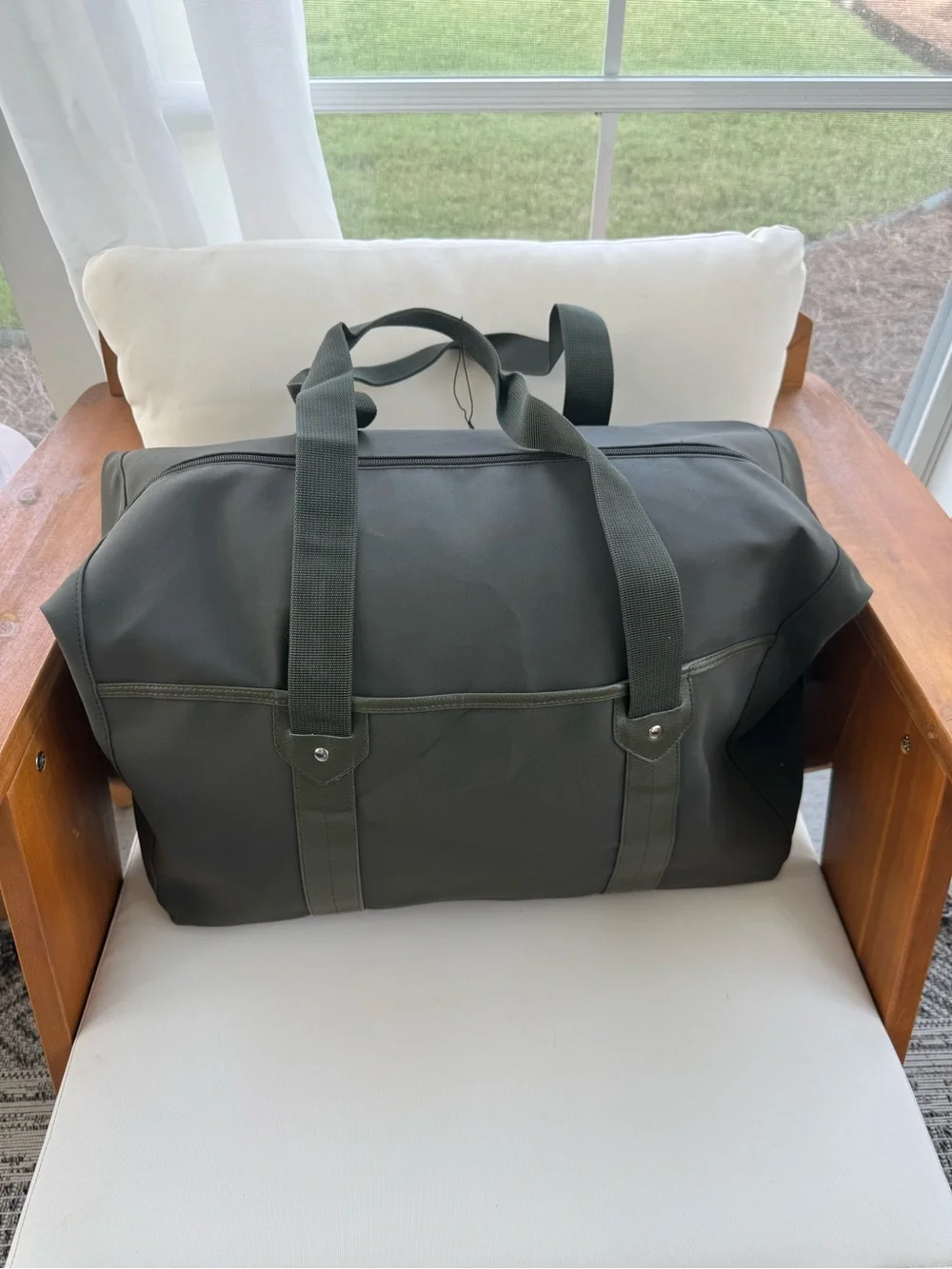 Olive Green Men's Travel Duffel Bag with Dual Carry Straps